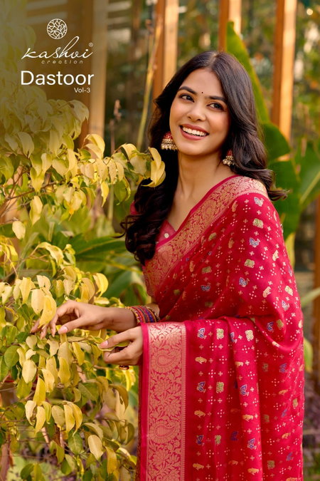 Dastoor Vol 3 By Kashvi Viscose Bright Moss Foil Ladies Saree Wholesale Online